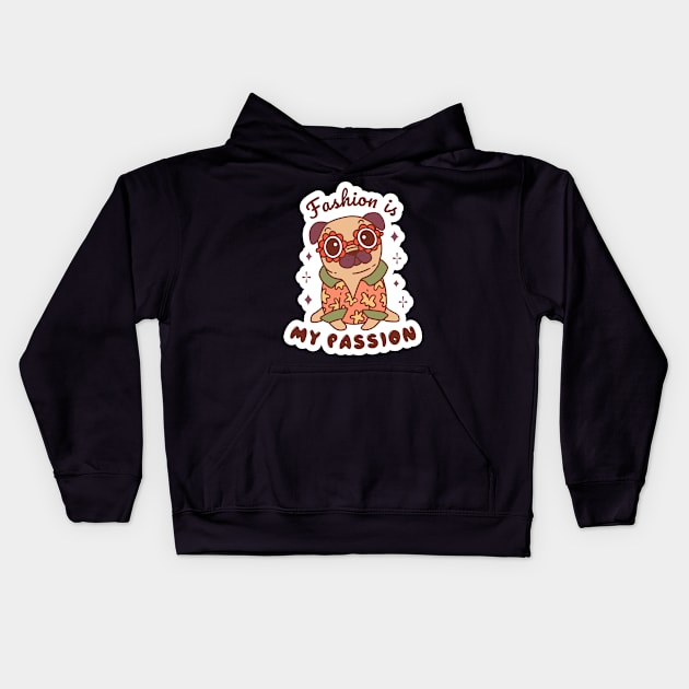 Stylish Fashion Pug Kids Hoodie by Saschken